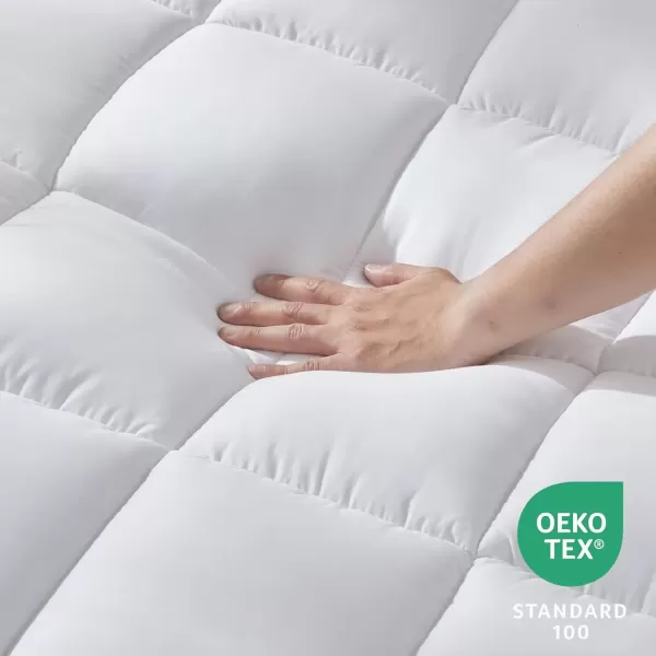 imageCozyLux Twin Extra Long Size Mattress Pad Pillow Top Cotton Twin XL Mattress Topper 821quot Deep Pocket Mattress Cover Quilted Fitted Cooling 450GSM Mattress Protector 39x80 inchWhiteWhite