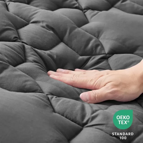 imageCozyLux Twin Mattress Pad Deep Pocket Non Slip Cotton Mattress Topper Breathable and Soft Quilted Fitted Mattress Cover Up to 18quot Thick Pillowtop 450GSM Bed Mattress Pad WhiteDark Grey