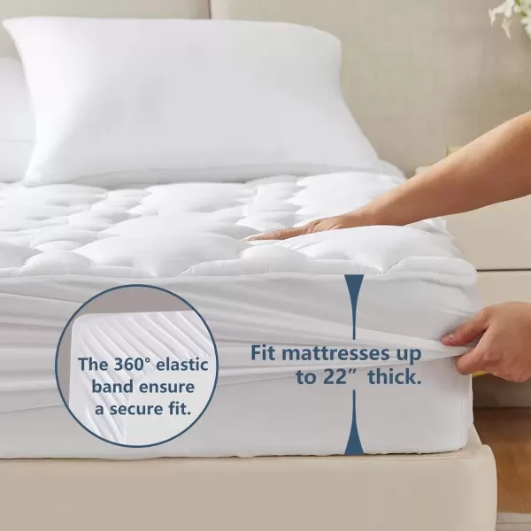 imageCozyLux Twin Mattress Pad Deep Pocket Non Slip Cotton Mattress Topper Breathable and Soft Quilted Fitted Mattress Cover Up to 18quot Thick Pillowtop 450GSM Bed Mattress Pad WhiteWhite