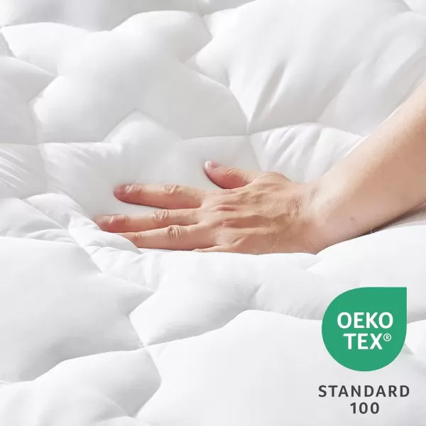 imageCozyLux Twin Mattress Pad Deep Pocket Non Slip Cotton Mattress Topper Breathable and Soft Quilted Fitted Mattress Cover Up to 18quot Thick Pillowtop 450GSM Bed Mattress Pad WhiteWhite
