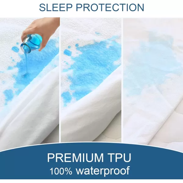 imageFull Extra Long XL Mattress Protector 100 Waterproof Full XL Sheets Fitted up to 14 Depth Ultra Soft Terry Full XL Mattress Topper Cover Noiseless ampamp Breathable Machine Washable1