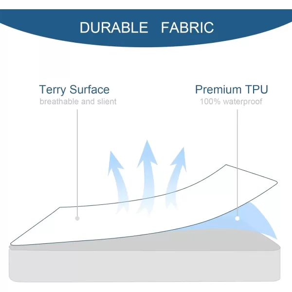 imageFull Extra Long XL Mattress Protector 100 Waterproof Full XL Sheets Fitted up to 14 Depth Ultra Soft Terry Full XL Mattress Topper Cover Noiseless ampamp Breathable Machine Washable2
