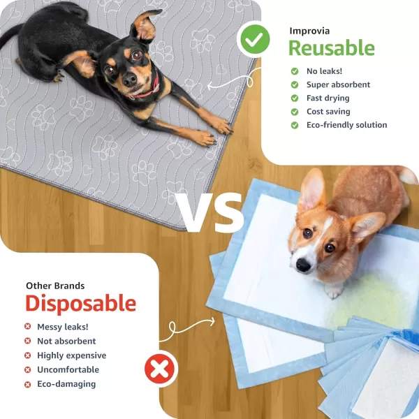 imageIMPROVIA Reusable Puppy Pad  Waterproof ExtraAbsorbent Washable Pee Pad for Dog Training Whelping ampamp More  Protect Your Floors ampamp Pet with QuickDrying Potty Pad 2 Pack  18x241 Pack  72x72