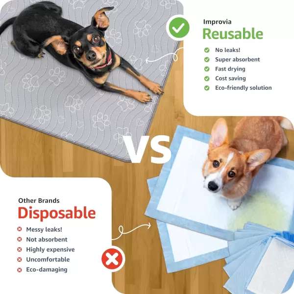 imageIMPROVIA Reusable Puppy Pad  Waterproof ExtraAbsorbent Washable Pee Pad for Dog Training Whelping ampamp More  Protect Your Floors ampamp Pet with QuickDrying Potty Pad 2 Pack  18x241 Pack  65x48