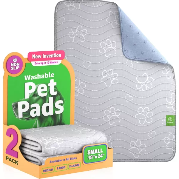 imageIMPROVIA Reusable Puppy Pad  Waterproof ExtraAbsorbent Washable Pee Pad for Dog Training Whelping ampamp More  Protect Your Floors ampamp Pet with QuickDrying Potty Pad 2 Pack  18x242 Pack  18x24
