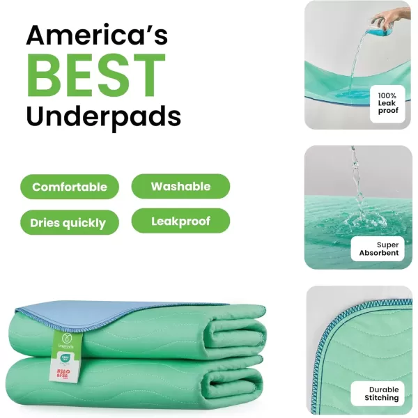 imageIMPROVIA Washable Underpads 34quot x 36quot Pack of 4  Heavy Absorbency Reusable Bedwetting Incontinence Pads for Kids Adults Elderly and Pets  Waterproof Protective Pad for Bed Couch Sofa Floor2 Pack  34x36