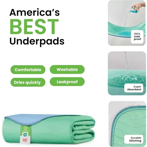 imageIMPROVIA Washable Underpads 34quot x 36quot Pack of 4  Heavy Absorbency Reusable Bedwetting Incontinence Pads for Kids Adults Elderly and Pets  Waterproof Protective Pad for Bed Couch Sofa Floor1 Pack  34x52
