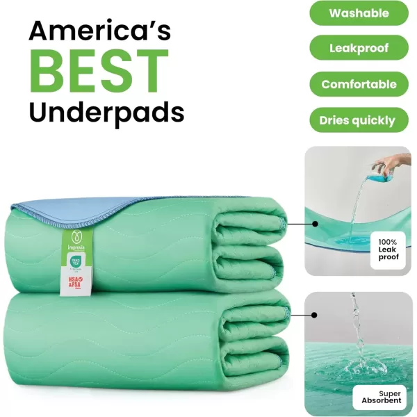 imageIMPROVIA Washable Underpads 34quot x 36quot Pack of 4  Heavy Absorbency Reusable Bedwetting Incontinence Pads for Kids Adults Elderly and Pets  Waterproof Protective Pad for Bed Couch Sofa Floor2 Pack  34x52