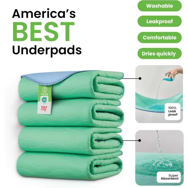 imageIMPROVIA Washable Underpads 34quot x 36quot Pack of 4  Heavy Absorbency Reusable Bedwetting Incontinence Pads for Kids Adults Elderly and Pets  Waterproof Protective Pad for Bed Couch Sofa Floor4 Pack  18x24