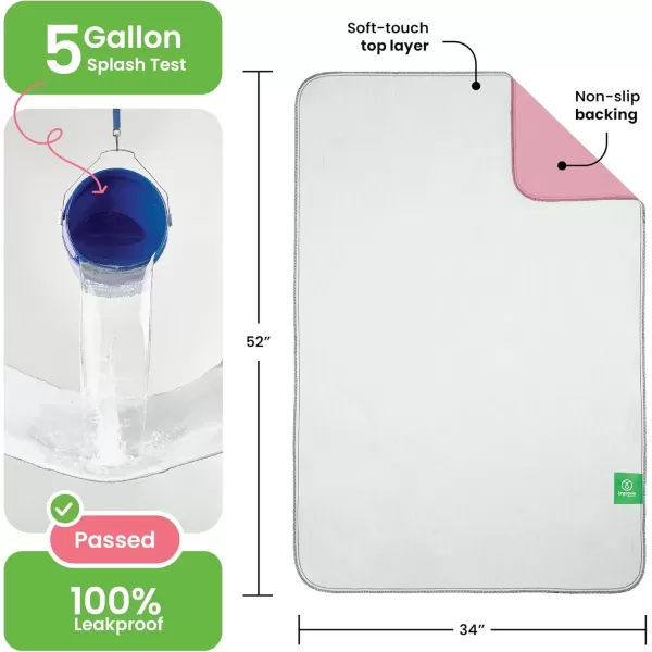 imageIMPROVIA Washable Underpads Heavy Absorbency Reusable Incontinence Pads for Kids Adults Elderly and Pets  Waterproof Protection Floor White ampamp Pink 4 Pack  18x242 Pack 34x52