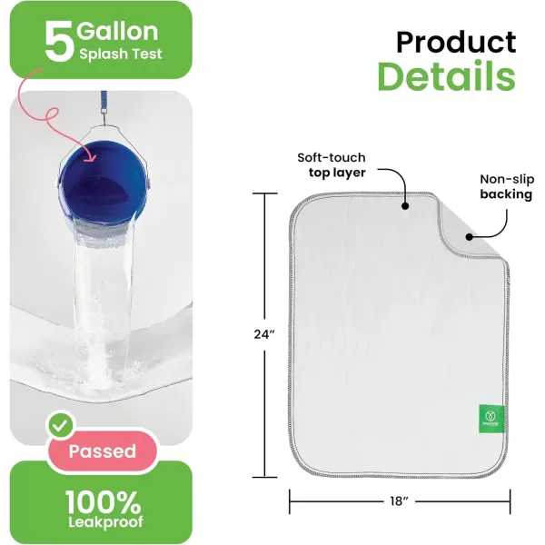 imageIMPROVIA Washable Underpads Heavy Absorbency Reusable Incontinence Pads for Kids Adults Elderly and Pets  Waterproof Protection Floor White ampamp White 4 Pack  18x244 Pack  18x24