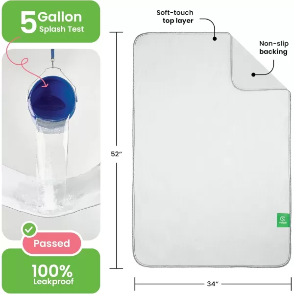 imageIMPROVIA Washable Underpads Heavy Absorbency Reusable Incontinence Pads for Kids Adults Elderly and Pets  Waterproof Protection Floor White ampamp White 4 Pack  18x242 Pack  34x52