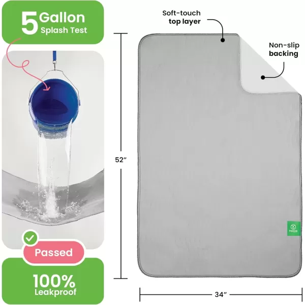 imageIMPROVIA Washable Underpads Heavy Absorbency Reusable Incontinence Pads for Kids Adults Elderly and Pets  Waterproof Protection for Bed Sofa Furniture Floor Gray ampamp White 4 Pack  34x362 Pack  34x52