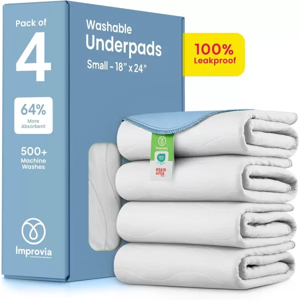 imageIMPROVIA Washable Underpads Heavy Absorbency Reusable Incontinence Pads for Kids Adults Elderly and Pets  Waterproof Protection for Bed Sofa Furniture Floor White ampamp Blue 2 Pack  34x524 Pack  18x24