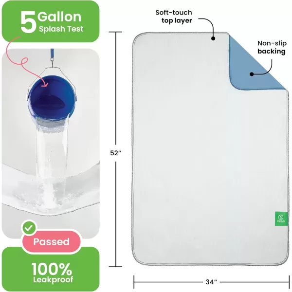 imageIMPROVIA Washable Underpads Heavy Absorbency Reusable Incontinence Pads for Kids Adults Elderly and Pets  Waterproof Protection for Bed Sofa Furniture Floor White ampamp Blue 2 Pack  34x522 Pack  34x52