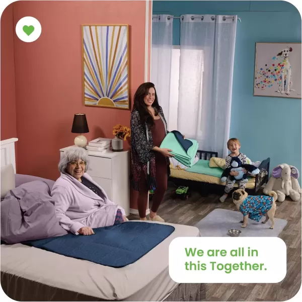 imageIMPROVIA Washable Underpads Heavy Absorbency Reusable Incontinence Pads for Kids Adults Elderly and Pets  Waterproof Protection for Bed Sofa Furniture Floor Navy ampamp Green 4 Pack  34x364 Pack  18x24
