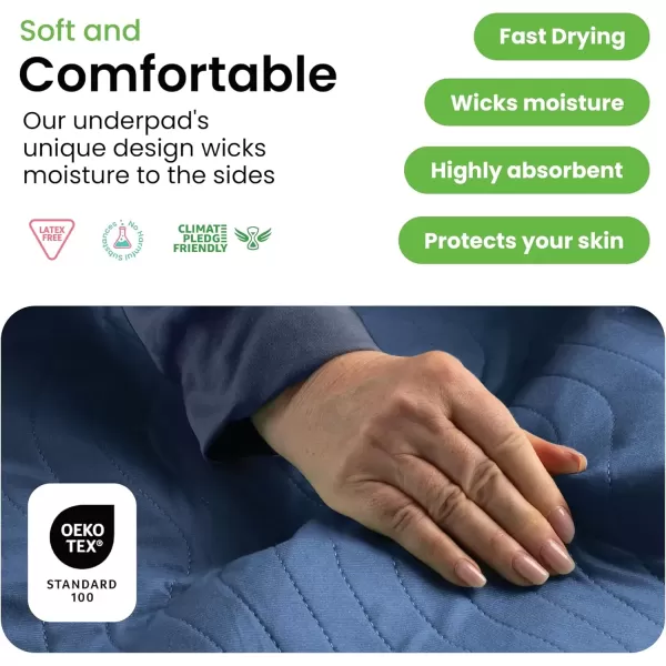 imageIMPROVIA Washable Underpads Heavy Absorbency Reusable Incontinence Pads for Kids Adults Elderly and Pets  Waterproof Protection for Bed Sofa Furniture Floor Navy ampamp Green 4 Pack  34x364 Pack  18x24