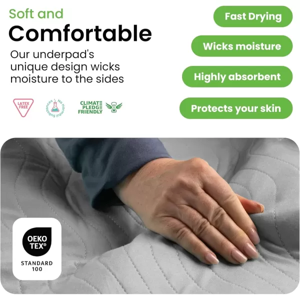 imageIMPROVIA Washable Underpads Heavy Absorbency Reusable Incontinence Pads for Kids Adults Elderly and Pets  Waterproof Protection for Bed Sofa Furniture Floor Gray ampamp White 4 Pack  34x362 Pack  34x52