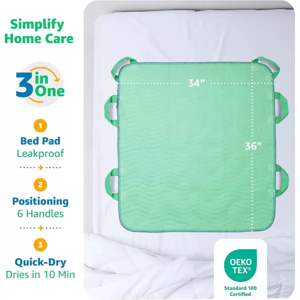imageImprovia Transfer Board Bed Pad with Handles  QuickDrying 6Handle Washable Waterproof Reusable Pad for Elderly Bedridden Transfer Repositioning Incontinence ampamp Mattress Protection 34x36 In34x36  6 Handles