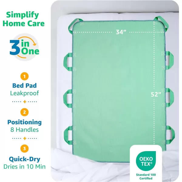 imageImprovia Transfer Board Bed Pad with Handles  QuickDrying 6Handle Washable Waterproof Reusable Pad for Elderly Bedridden Transfer Repositioning Incontinence ampamp Mattress Protection 34x36 In34x52  8 Handles
