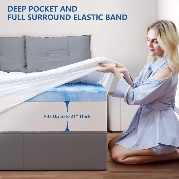 imageKAYFIA Dual Layer 3 Inch Memory Foam Mattress Topper Full 2 Inch Cooling 7Zone Gel Memory Foam Plus 1 Inch Down Alternative Pillow Top Mattress Topper with Deep Pocket Support for Back Pain ReliefWhite