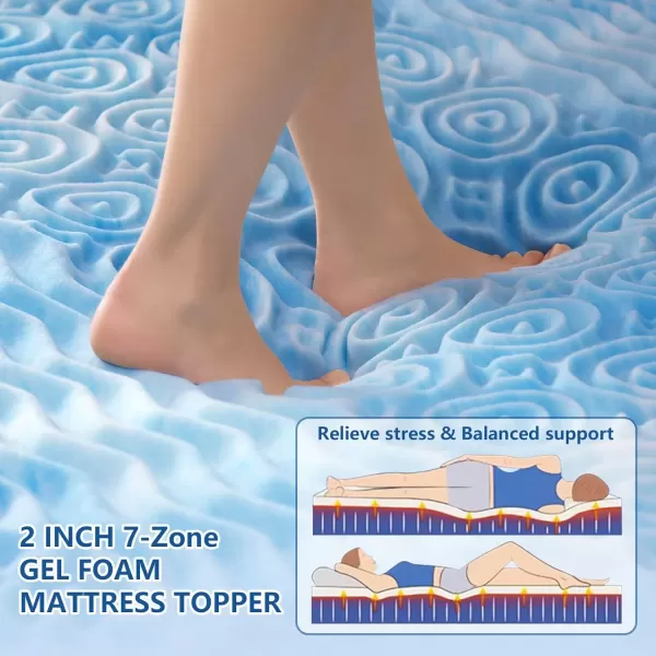 imageKAYFIA Dual Layer 3 Inch Memory Foam Mattress Topper Full 2 Inch Cooling 7Zone Gel Memory Foam Plus 1 Inch Down Alternative Pillow Top Mattress Topper with Deep Pocket Support for Back Pain ReliefWhite