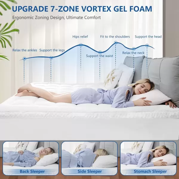 imageKAYFIA Dual Layer 3 Inch Memory Foam Mattress Topper Full 2 Inch Cooling 7Zone Gel Memory Foam Plus 1 Inch Down Alternative Pillow Top Mattress Topper with Deep Pocket Support for Back Pain ReliefWhite