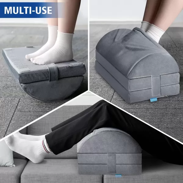 imageKAYFIA Foot Rest for Under Desk at Work XXL20in with 3 Adjustable HeightsFoot Stool with Supportive Gel Foam Warmer Feet Pocket Footrest for Office Gaming Chair for Leg Support GrayGray