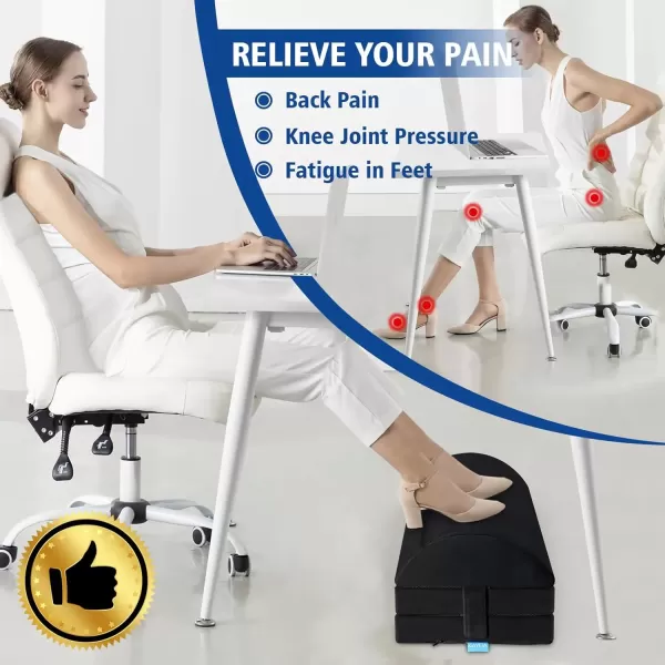 imageKAYFIA Foot Rest for Under Desk at Work XXL20in with 3 Adjustable HeightsFoot Stool with Supportive Gel Foam Warmer Feet Pocket Footrest for Office Gaming Chair for Leg Support GrayBlack