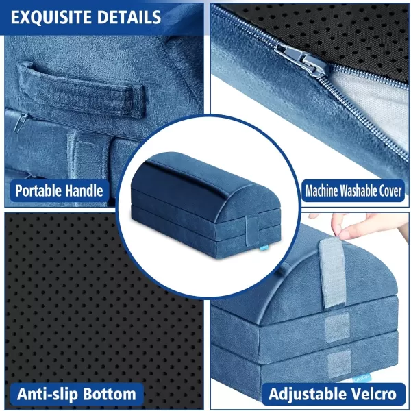 imageKAYFIA Foot Rest for Under Desk at Work XXL20in with 3 Adjustable HeightsFoot Stool with Supportive Gel Foam Warmer Feet Pocket Footrest for Office Gaming Chair for Leg Support GrayBlue