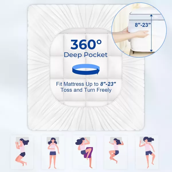 imageKAYFIA Full Mattress TopperExtra Thick Mattress Pad Cover for Deep Sleep3D7D Snow Down Alternative Fill Overfilled Plush Pillow Top with 823 Inch Deep PocketWhiteWhite
