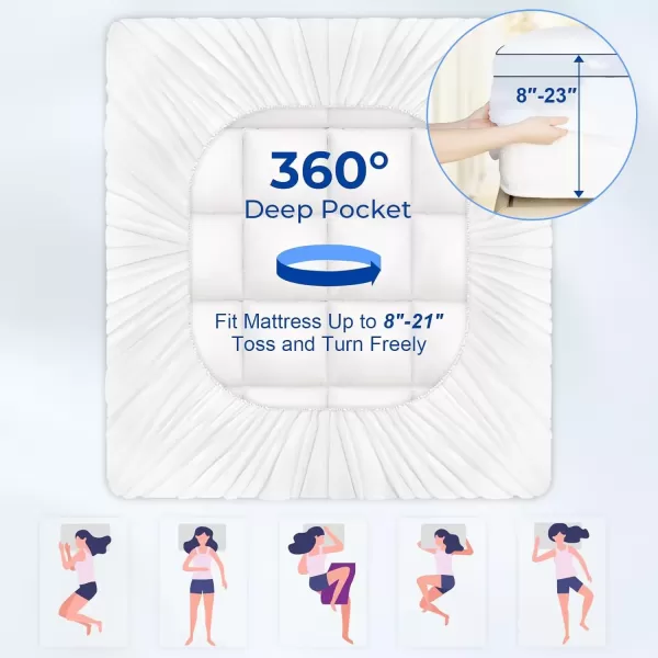imageKAYFIA Full Mattress TopperExtra Thick Mattress Pad Cover for Deep Sleep3D7D Snow Down Alternative Fill Overfilled Plush Pillow Top with 823 Inch Deep PocketWhiteWhite