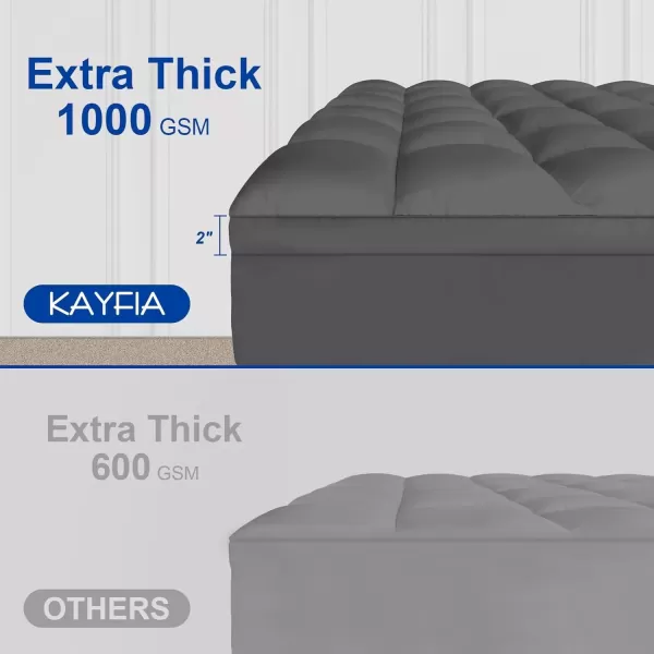 imageKAYFIA Full Mattress TopperExtra Thick Mattress Pad Cover for Deep Sleep3D7D Snow Down Alternative Fill Overfilled Plush Pillow Top with 823 Inch Deep PocketWhiteGray