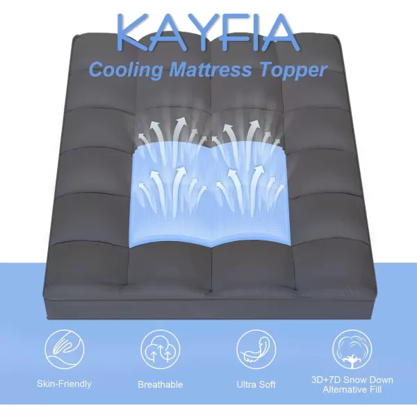 imageKAYFIA Full Mattress TopperExtra Thick Mattress Pad Cover for Deep Sleep3D7D Snow Down Alternative Fill Overfilled Plush Pillow Top with 823 Inch Deep PocketWhiteGray