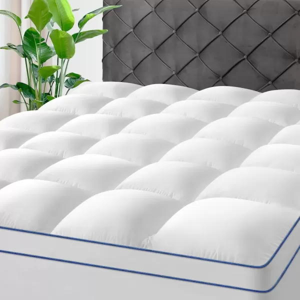 imageKAYFIA Full Mattress TopperExtra Thick Mattress Pad Cover for Deep Sleep3D7D Snow Down Alternative Fill Overfilled Plush Pillow Top with 823 Inch Deep PocketWhiteWhite