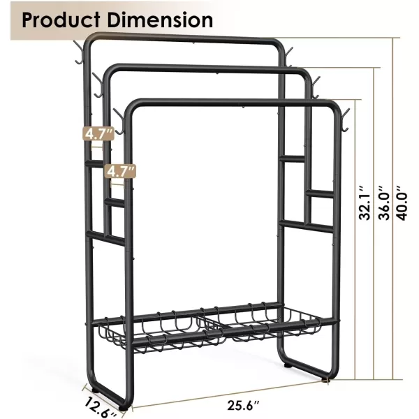 imageKayfia 40quot Tall Standing Towel Racks 3 Tier Towel Stand Blanket Rack with 2 Removable Storage Baskets ampamp 6 Hooks Indoor Outdoor Freestanding Towel Racks for Bathroom Bedroom Organizer Metal BlackBlack