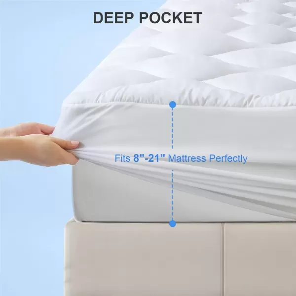 imageKayfia Full Mattress Pad Quilted ampampBreathable Mattress Topper Full Size with 3D7D Snow Down Alternative Fill Cooling Pillow Top Mattress Cover Protector Stretches up 821quot Deep Pocket WhiteQueen