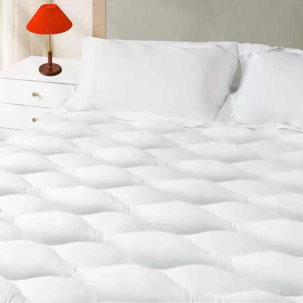 imageKayfia Full Mattress Pad Quilted ampampBreathable Mattress Topper Full Size with 3D7D Snow Down Alternative Fill Cooling Pillow Top Mattress Cover Protector Stretches up 821quot Deep Pocket WhiteTwin