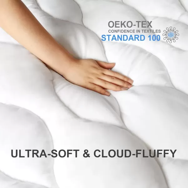 imageKayfia Full Mattress Pad Quilted ampampBreathable Mattress Topper Full Size with 3D7D Snow Down Alternative Fill Cooling Pillow Top Mattress Cover Protector Stretches up 821quot Deep Pocket WhiteKing