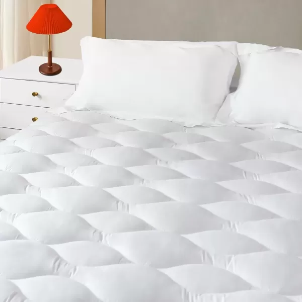 imageKayfia Full Mattress Pad Quilted ampampBreathable Mattress Topper Full Size with 3D7D Snow Down Alternative Fill Cooling Pillow Top Mattress Cover Protector Stretches up 821quot Deep Pocket WhiteFull