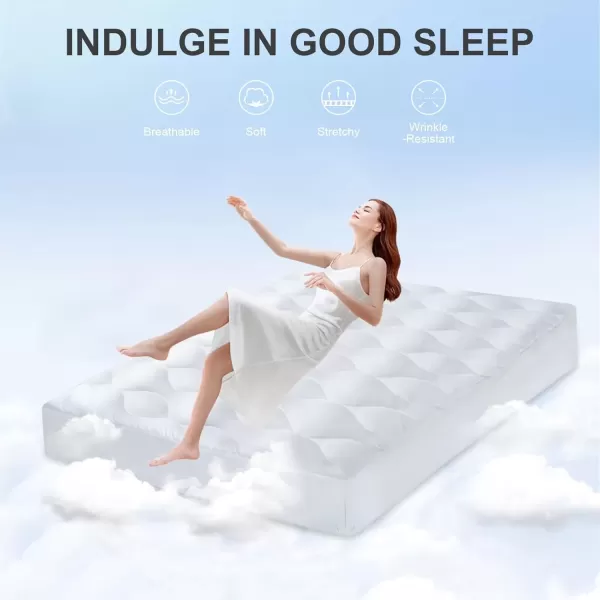 imageKayfia Full Mattress Pad Quilted ampampBreathable Mattress Topper Full Size with 3D7D Snow Down Alternative Fill Cooling Pillow Top Mattress Cover Protector Stretches up 821quot Deep Pocket WhiteKing