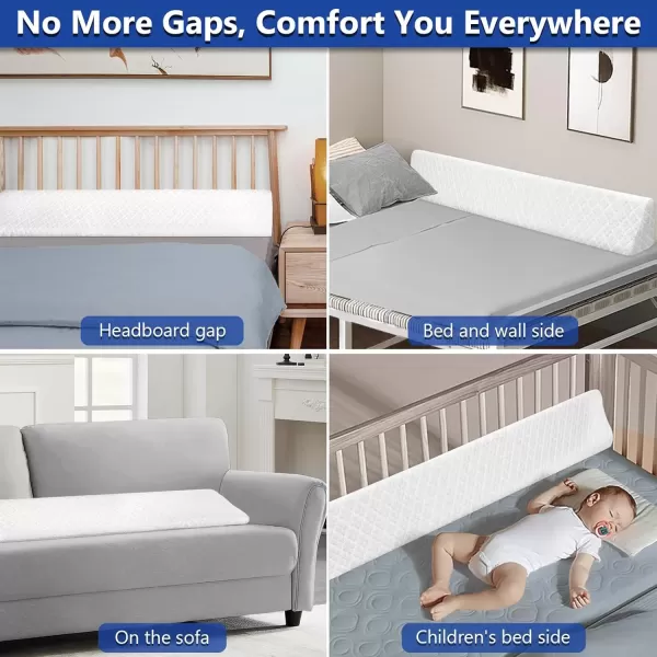 imageKayfia Queen Size Pillow Wedge for Headboard Gap Bed Gap Filller 08quot Mattress Space Filler Pillow Stopper with 2 Side Pocket Triangle Foam Pillow Wedge Between Headboard MattressGrey 60quotx10quotx6quotWhite