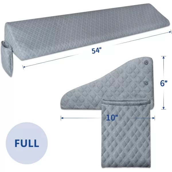 imageKayfia Queen Size Pillow Wedge for Headboard Gap Bed Gap Filller 08quot Mattress Space Filler Pillow Stopper with 2 Side Pocket Triangle Foam Pillow Wedge Between Headboard MattressGrey 60quotx10quotx6quotGray