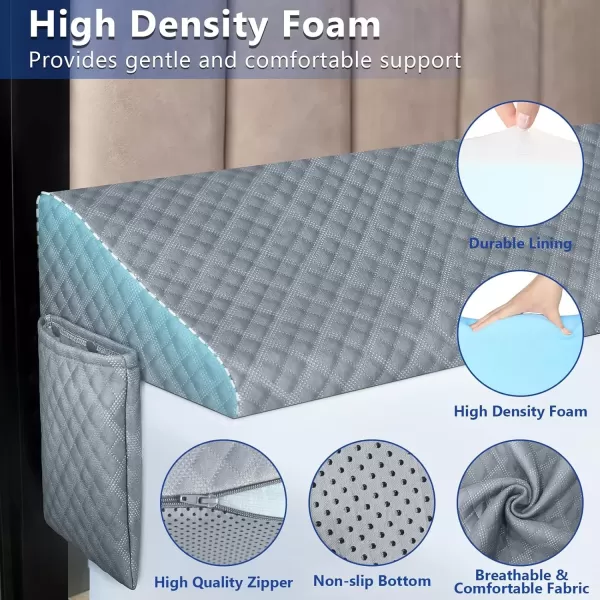 imageKayfia Queen Size Pillow Wedge for Headboard Gap Bed Gap Filller 08quot Mattress Space Filler Pillow Stopper with 2 Side Pocket Triangle Foam Pillow Wedge Between Headboard MattressGrey 60quotx10quotx6quotGrey10x4