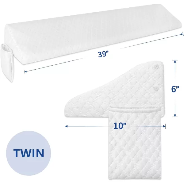 imageKayfia Queen Size Pillow Wedge for Headboard Gap Bed Gap Filller 08quot Mattress Space Filler Pillow Stopper with 2 Side Pocket Triangle Foam Pillow Wedge Between Headboard MattressGrey 60quotx10quotx6quotWhite