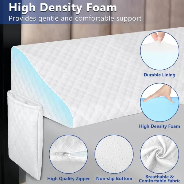 imageKayfia Queen Size Pillow Wedge for Headboard Gap Bed Gap Filller 08quot Mattress Space Filler Pillow Stopper with 2 Side Pocket Triangle Foam Pillow Wedge Between Headboard MattressGrey 60quotx10quotx6quotWhite