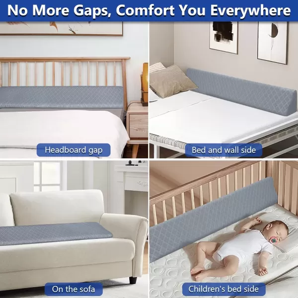 imageKayfia Queen Size Pillow Wedge for Headboard Gap Bed Gap Filller 08quot Mattress Space Filler Pillow Stopper with 2 Side Pocket Triangle Foam Pillow Wedge Between Headboard MattressGrey 60quotx10quotx6quotGrey10x4