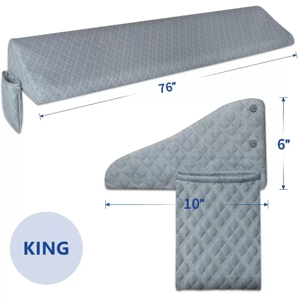 imageKayfia Queen Size Pillow Wedge for Headboard Gap Bed Gap Filller 08quot Mattress Space Filler Pillow Stopper with 2 Side Pocket Triangle Foam Pillow Wedge Between Headboard MattressGrey 60quotx10quotx6quotGrey