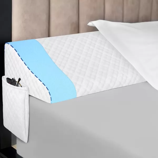 imageKayfia Queen Size Pillow Wedge for Headboard Gap Bed Gap Filller 08quot Mattress Space Filler Pillow Stopper with 2 Side Pocket Triangle Foam Pillow Wedge Between Headboard MattressGrey 60quotx10quotx6quotWhite