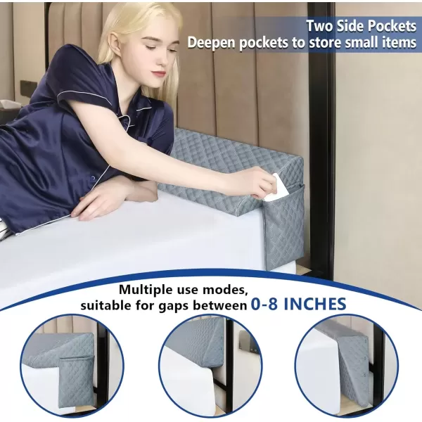 imageKayfia Queen Size Pillow Wedge for Headboard Gap Bed Gap Filller 08quot Mattress Space Filler Pillow Stopper with 2 Side Pocket Triangle Foam Pillow Wedge Between Headboard MattressGrey 60quotx10quotx6quotGrey10x4